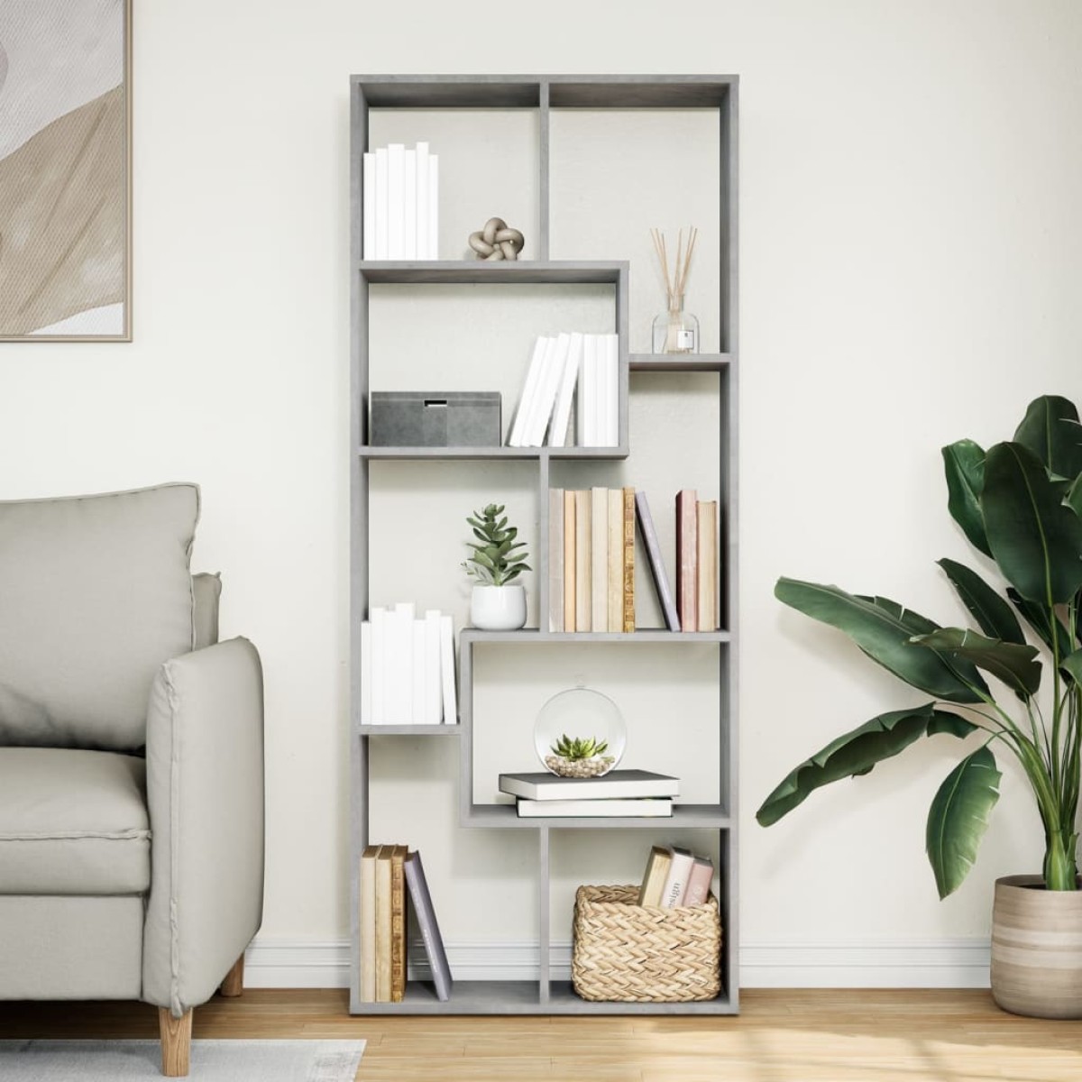 vidaXL Βιβλιοθήκη/Διαχωριστικό Χώρου Γκρι 67x25x161,5 εκ. Επεξ. Ξύλο