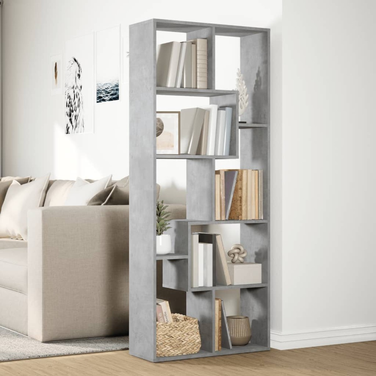 vidaXL Βιβλιοθήκη/Διαχωριστικό Χώρου Γκρι 67x25x161,5 εκ. Επεξ. Ξύλο