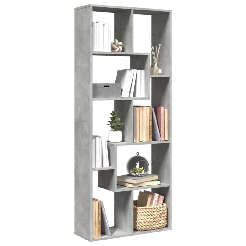 vidaXL Βιβλιοθήκη/Διαχωριστικό Χώρου Γκρι 67x25x161,5 εκ. Επεξ. Ξύλο