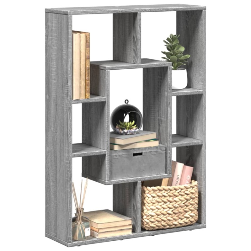vidaXL Βιβλιοθήκη Γκρι Sonoma 63x20x90 εκ. από Επεξεργ. Ξύλο