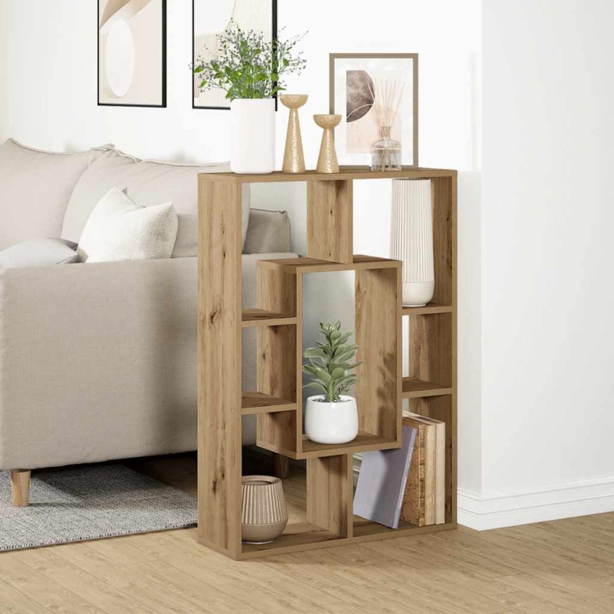 vidaXL Βιβλιοθήκη Αρτισιανή Δρυς 63x20x90 εκ. από Επεξεργασμένο Ξύλο