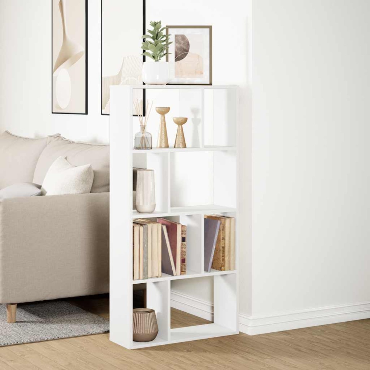 vidaXL Βιβλιοθήκη Λευκή 60x20x120,5 εκ. από Τεχνητό Ξύλο