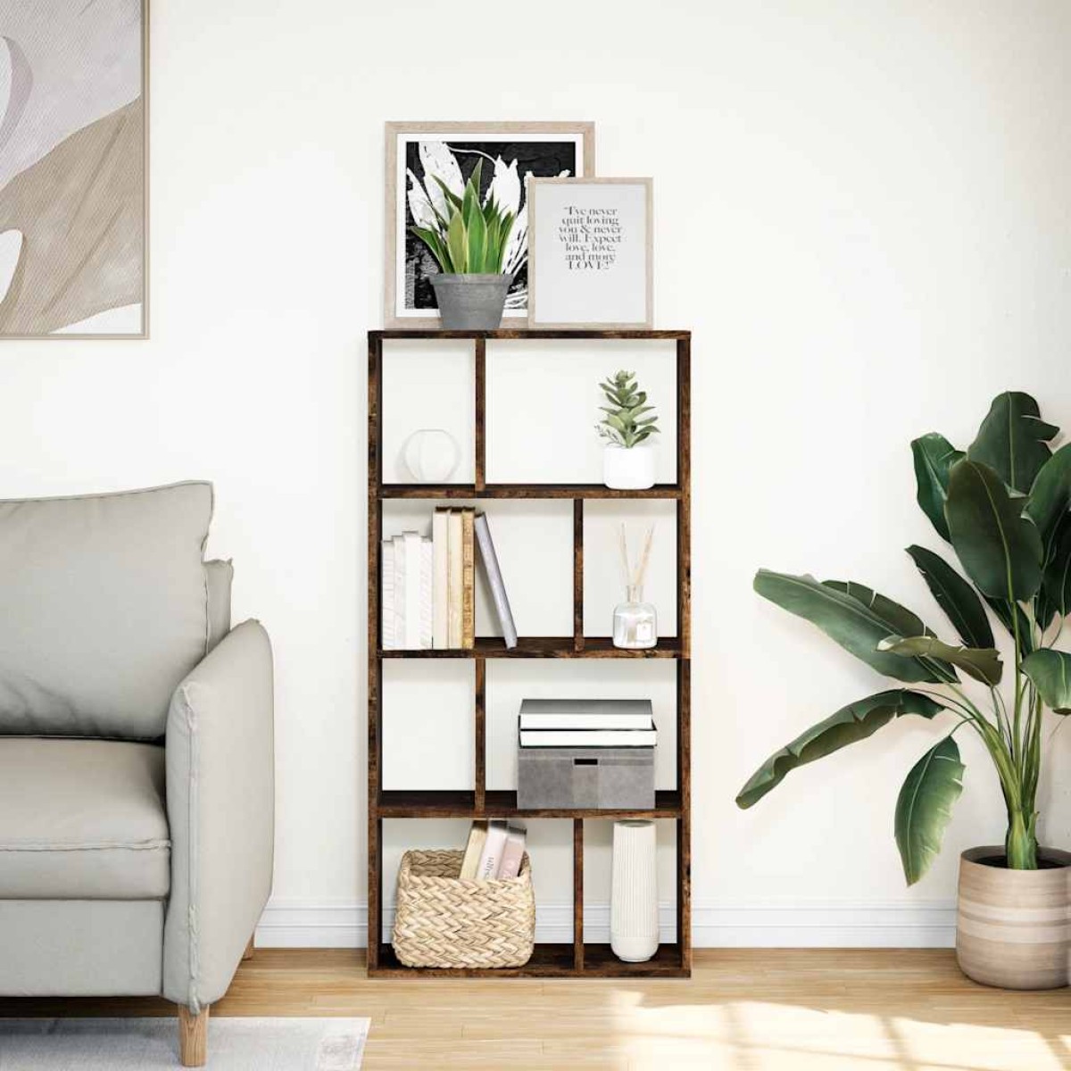 vidaXL Βιβλιοθήκη Καπνιστή Δρυς 60x20x120,5 εκ. από Επεξεργασμένο Ξύλο