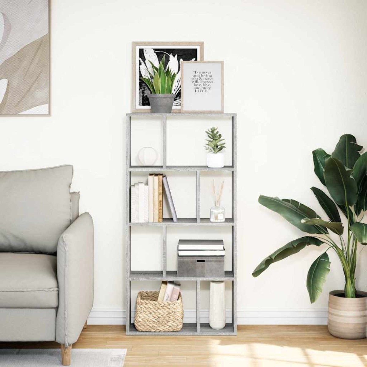 vidaXL Βιβλιοθήκη Γκρι Sonoma 60x20x120,5 εκ. από Επεξεργ. Ξύλο