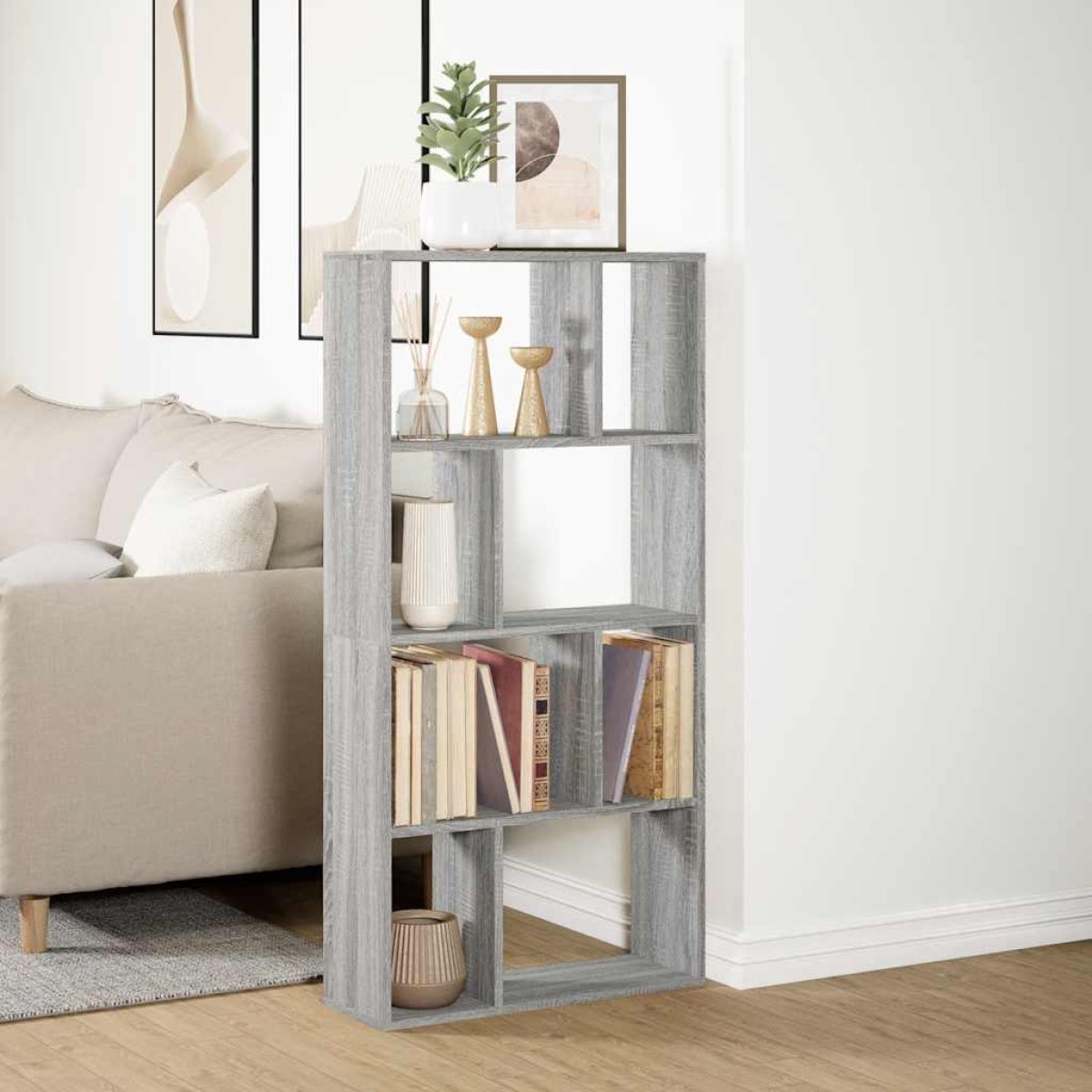 vidaXL Βιβλιοθήκη Γκρι Sonoma 60x20x120,5 εκ. από Επεξεργ. Ξύλο
