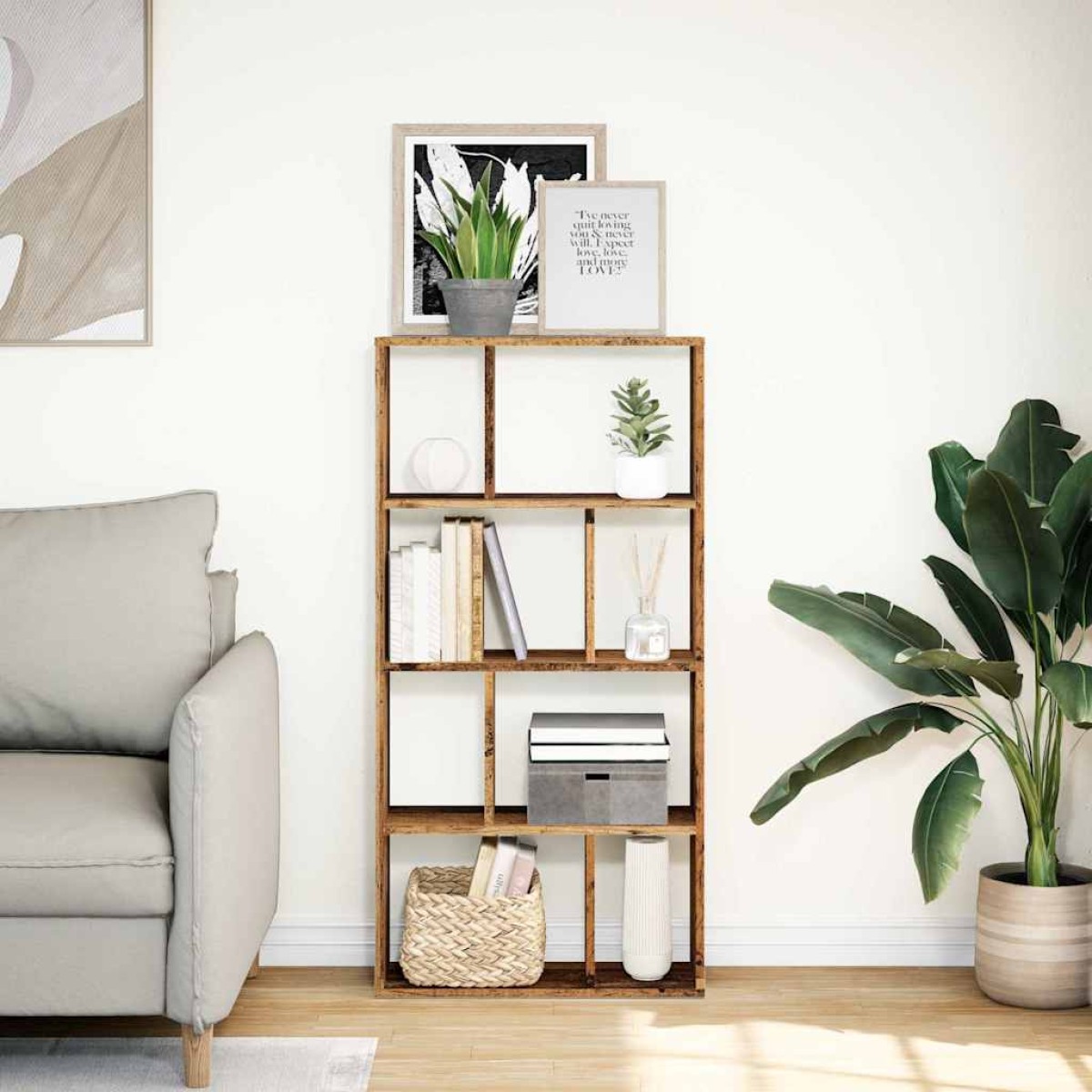 vidaXL Βιβλιοθήκη Όψη Παλαιού Ξύλου 60x20x120,5 εκ. Επεξεργασμένο Ξύλο