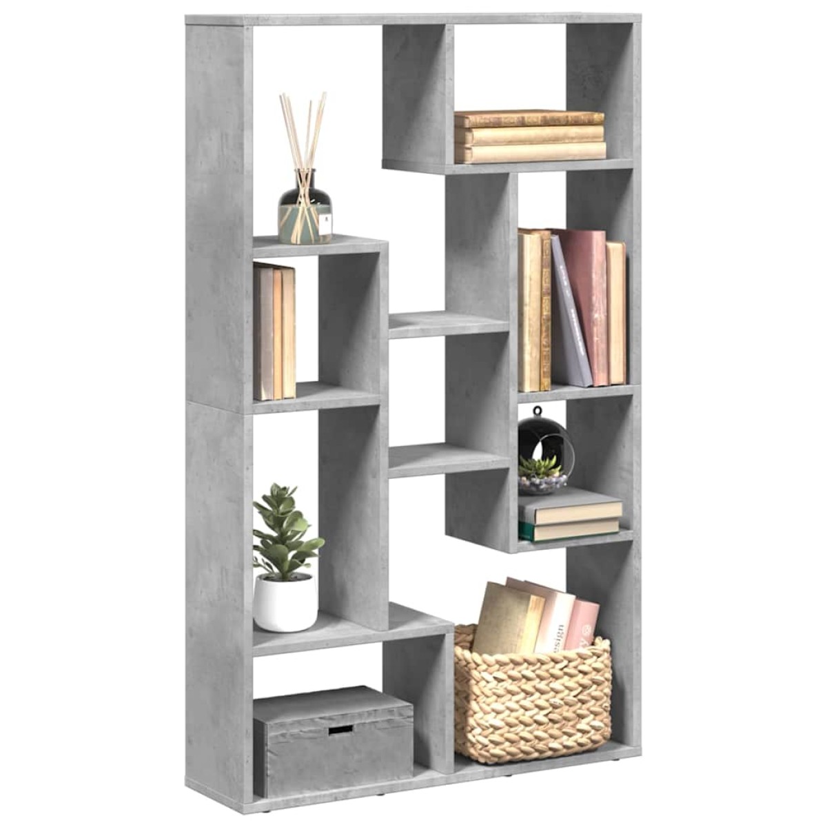 vidaXL Βιβλιοθήκη Γκρι Σκυροδέματος 72x20x120,5 εκ. Επεξεργ. Ξύλο