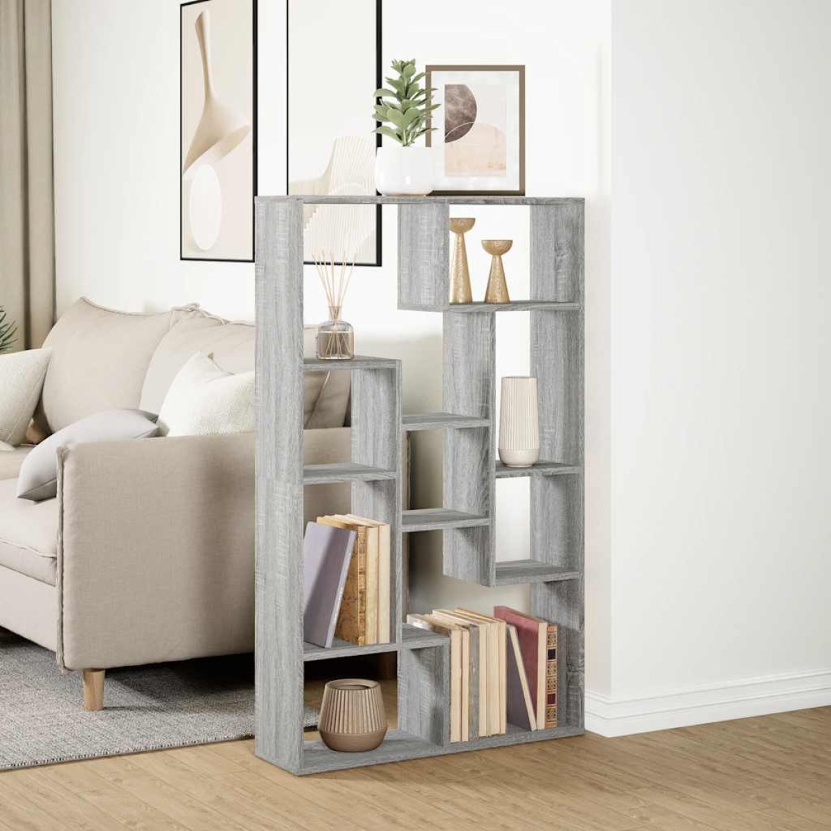 vidaXL Βιβλιοθήκη Γκρι Sonoma 72x20x120,5 εκ. από Επεξεργασμένο Ξύλο