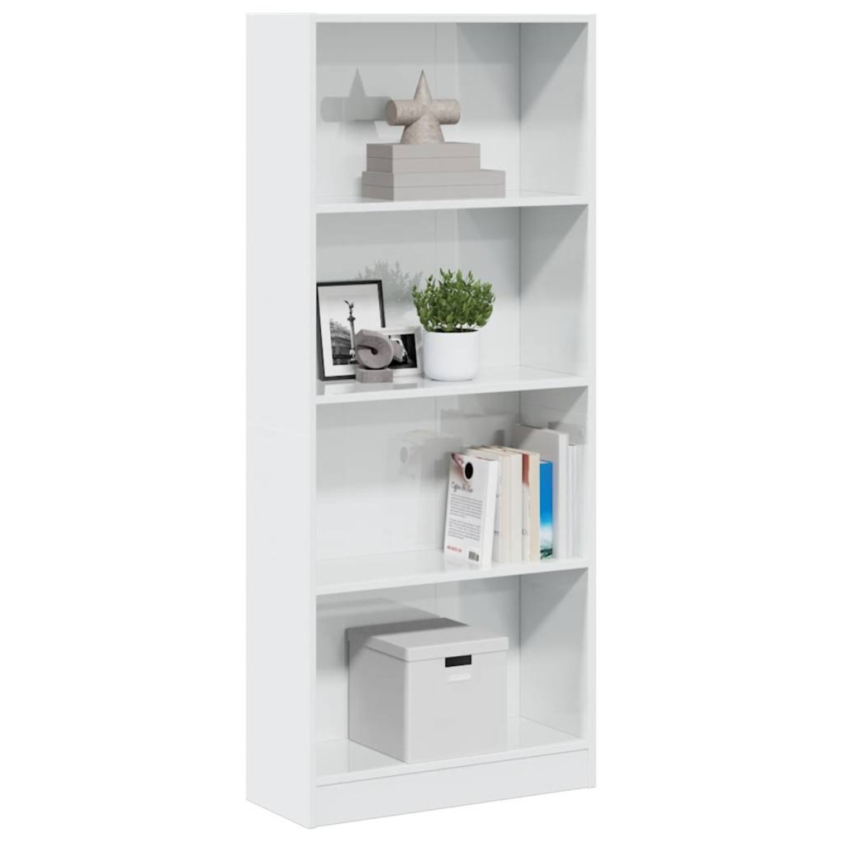 vidaXL Βιβλιοθήκη Γυαλιστερό Λευκό 60x24x143 εκ. Επεξεργασμένο Ξύλο