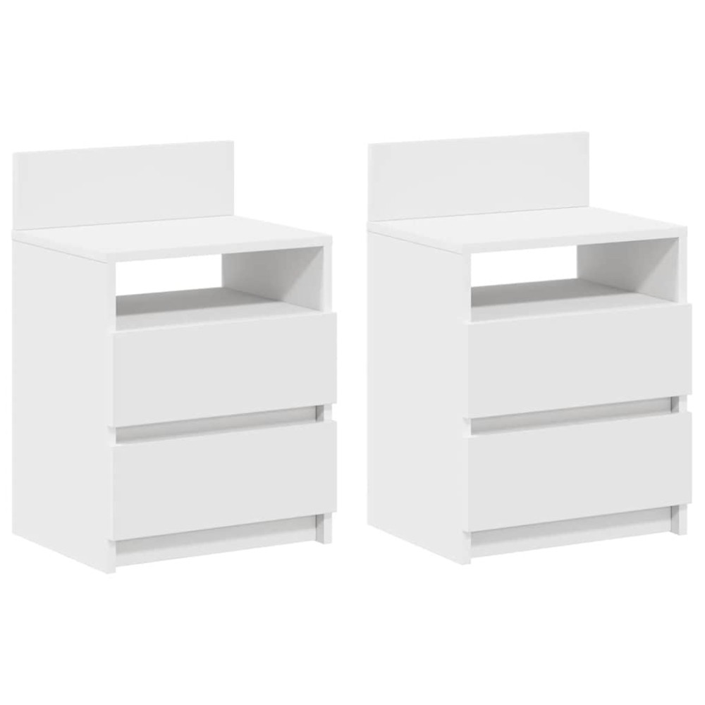 vidaXL Κομοδίνα 2 τεμ. με 2 Συρτάρια Λευκά 40x33x60 εκ.