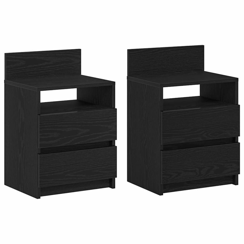 vidaXL Κομοδίνα 2 τεμ. με 2 Συρτάρια Μαύρα 40x33x60 εκ.
