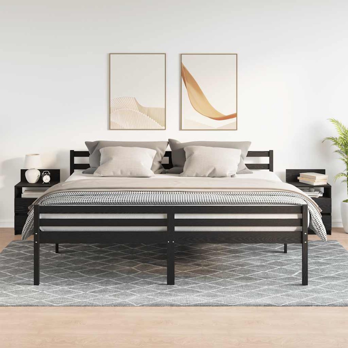 vidaXL Κομοδίνα 2 τεμ. με 2 Συρτάρια Μαύρα 40x33x60 εκ.