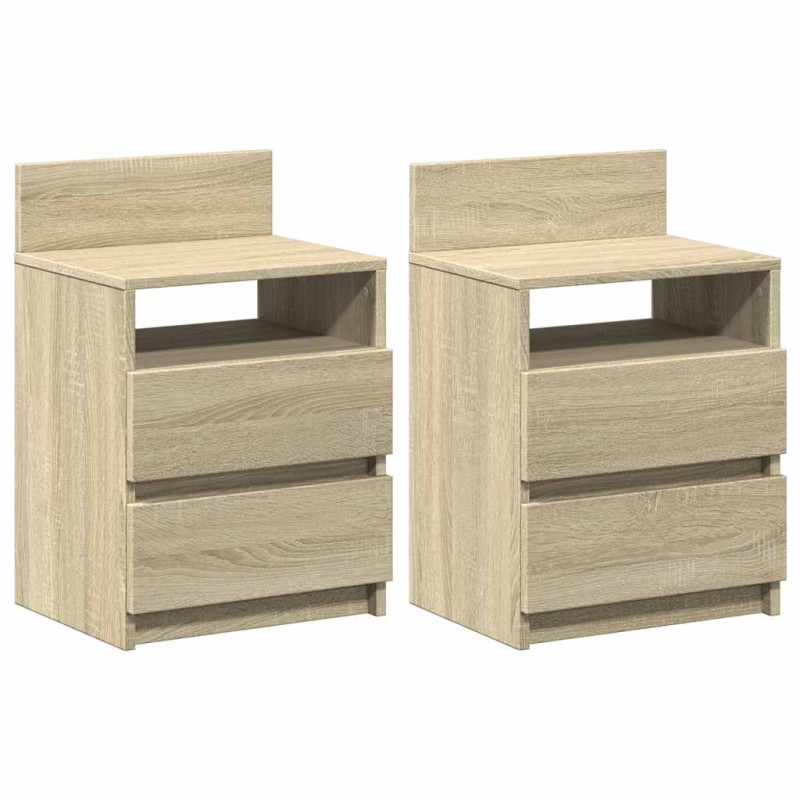 vidaXL Κομοδίνα 2 τεμ. με 2 Συρτάρια, Χρώμα Sonoma Δρυς 40x33x60 εκ.