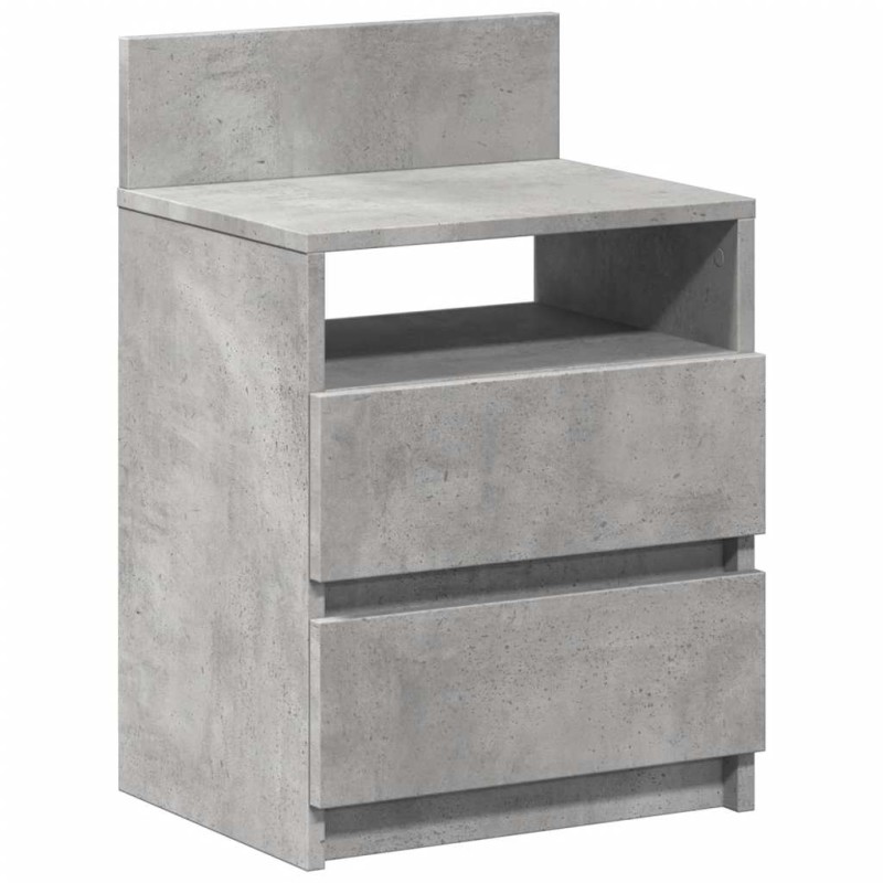 vidaXL Κομοδίνο με 2 Συρτάρια Γκρι Σκυρόδεμα 40x33x60 εκ.