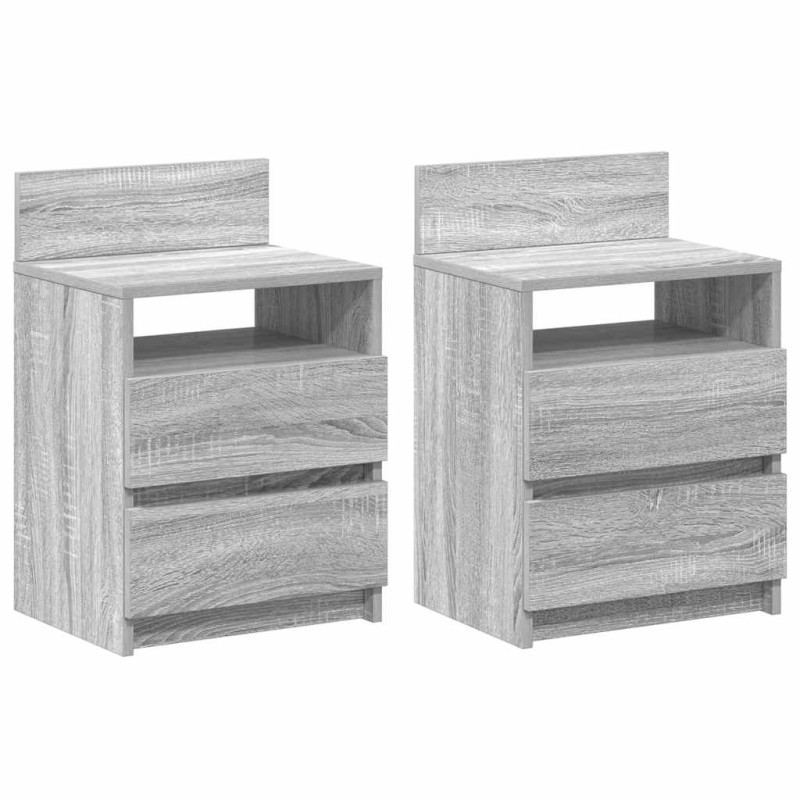 vidaXL Κομοδίνα 2 τεμ. με 2 Συρτάρια Γκρι Sonoma 40x33x60 εκ.