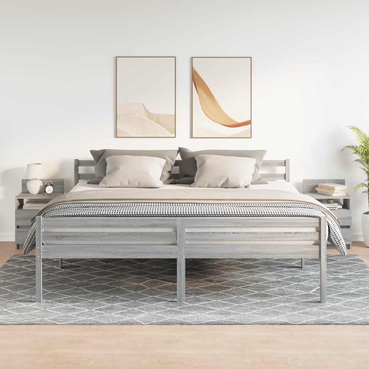 vidaXL Κομοδίνα 2 τεμ. με 2 Συρτάρια Γκρι Sonoma 40x33x60 εκ.