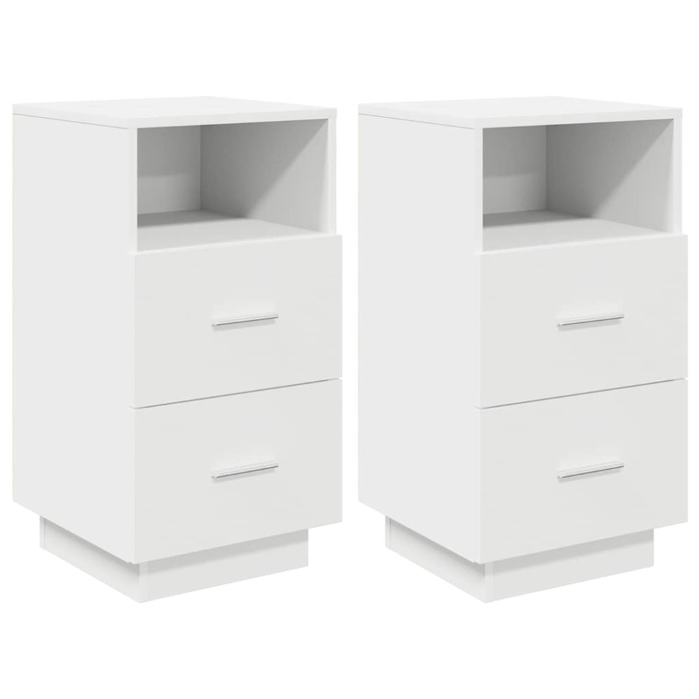 vidaXL Κομοδίνα 2 τμχ με 2 συρτάρια Λευκό 36x36x68 cm