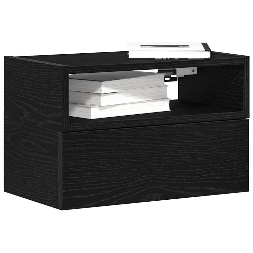 vidaXL Κομοδίνο Επιτοίχιο mαύρο 45x26x28,5 εκ.