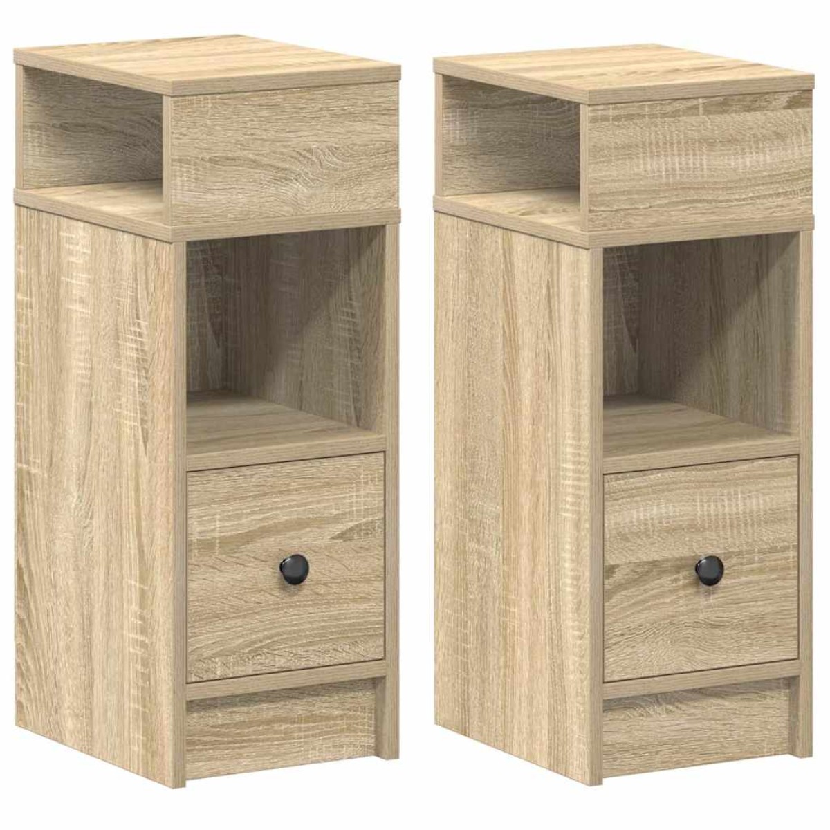 vidaXL Κομοδίνα 2 τεμάχια με συρτάρι Sonoma Δρυς 25x31x66 εκ.