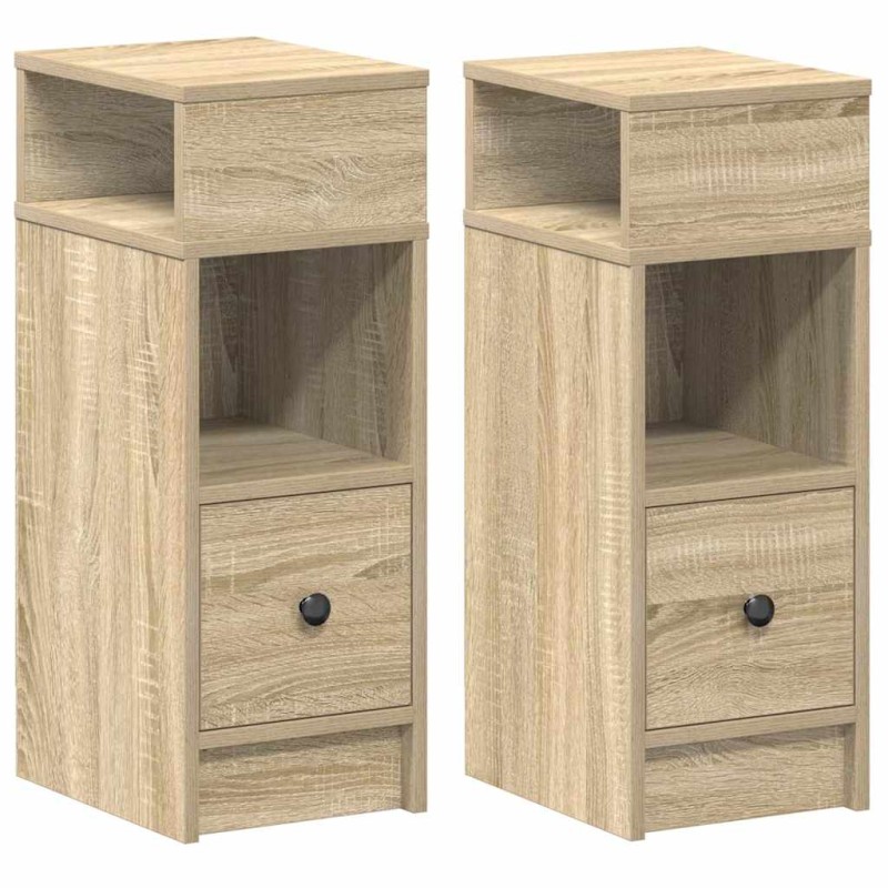 vidaXL Κομοδίνα 2 τεμάχια με συρτάρι Sonoma Δρυς 25x31x66 εκ.