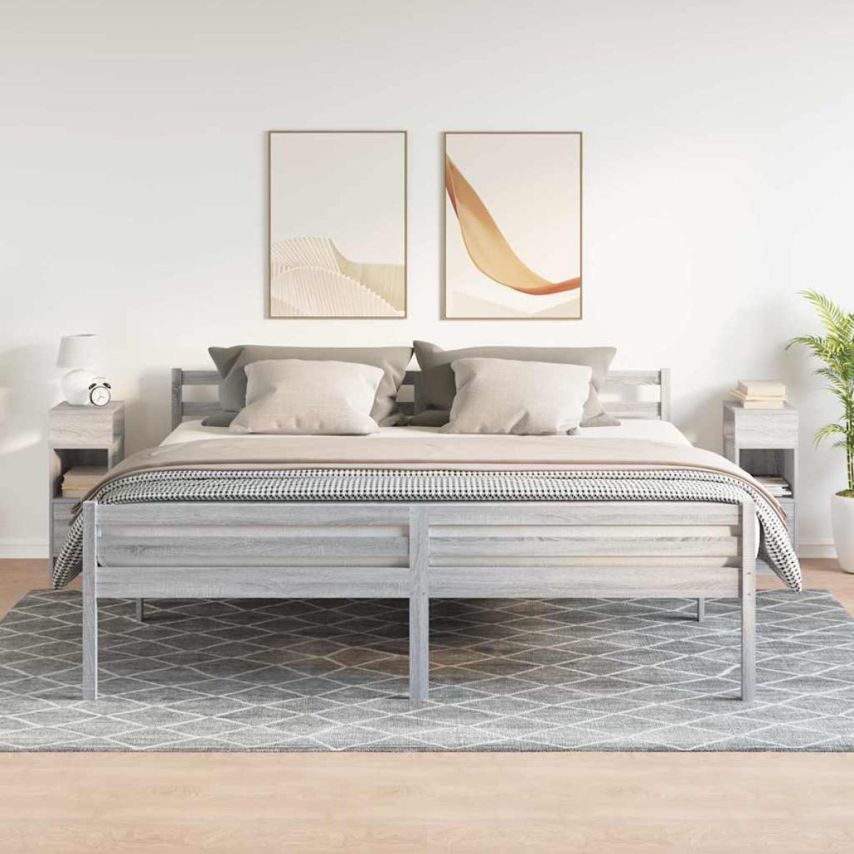 vidaXL Κομοδίνα 2 τεμ. με Συρτάρι Γκρι Sonoma 25x31x66 εκ.