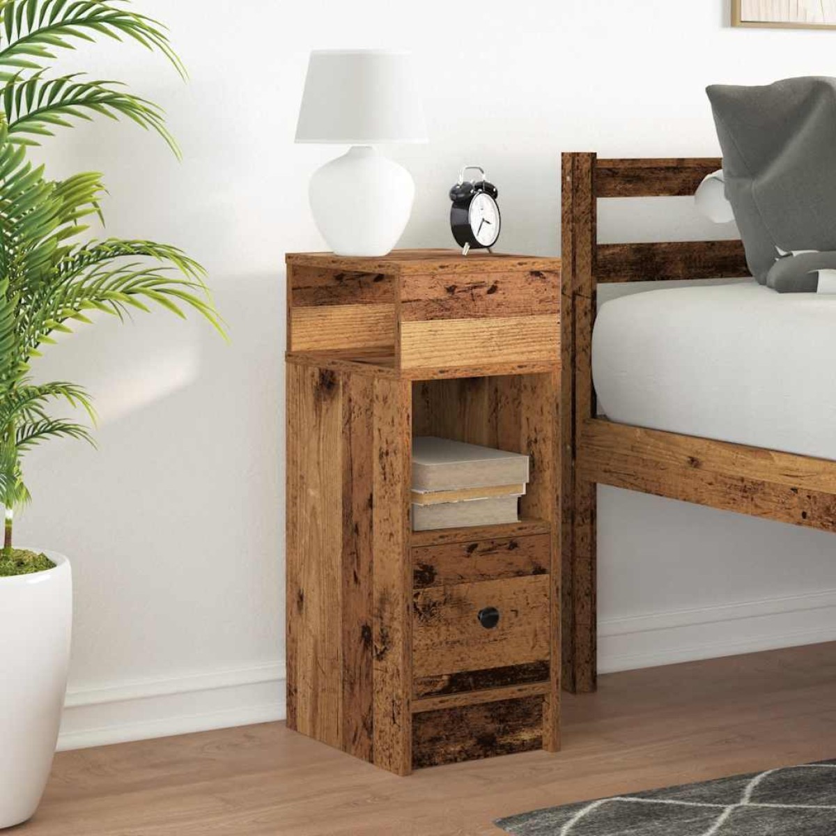 vidaXL Κομοδίνο με Συρτάρι από Παλιό Ξύλο 25x31x66 εκ.