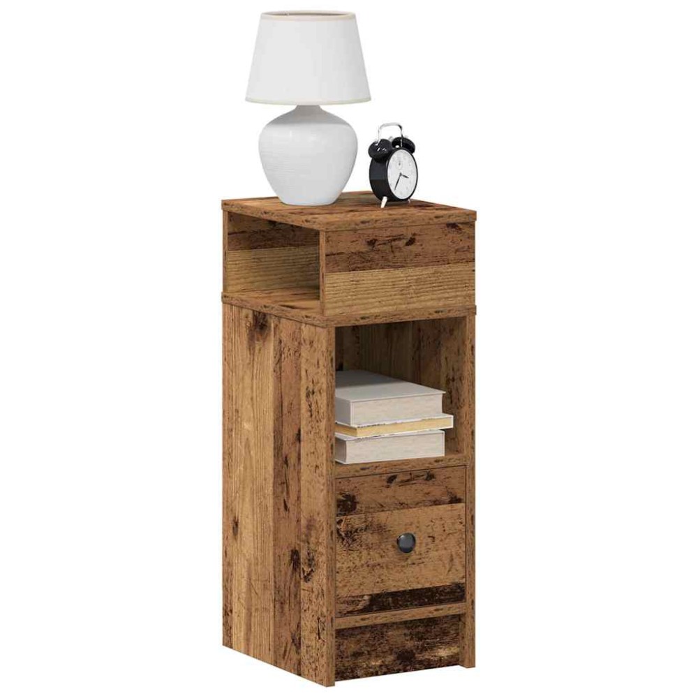vidaXL Κομοδίνα 2 τεμ. με Συρτάρι από Παλιό Ξύλο 25x31x66 εκ.