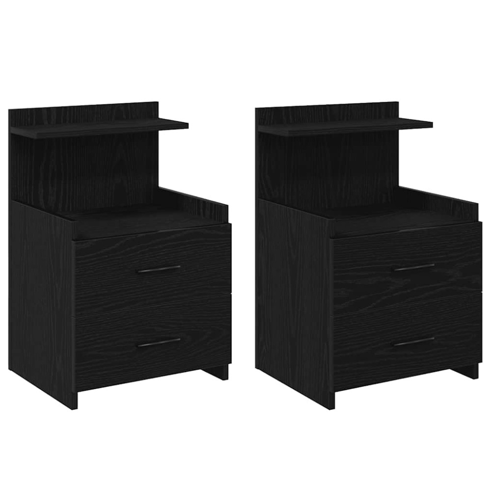 vidaXL Κομοδίνα 2 τεμ. με 2 Συρτάρια Μαύρα 40x36,5x62 εκ.
