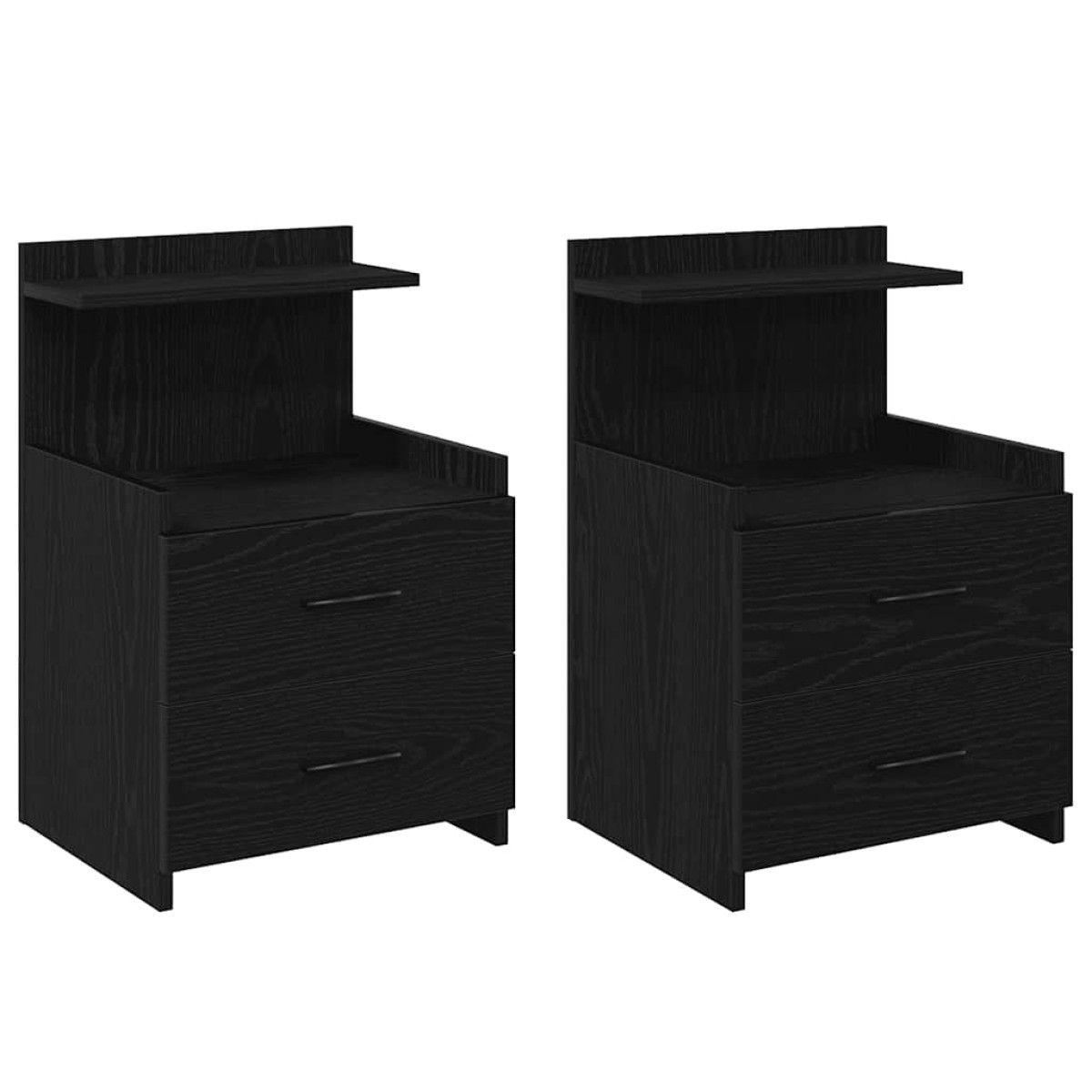 vidaXL Κομοδίνα 2 τεμ. με 2 Συρτάρια Μαύρα 40x36,5x62 εκ.