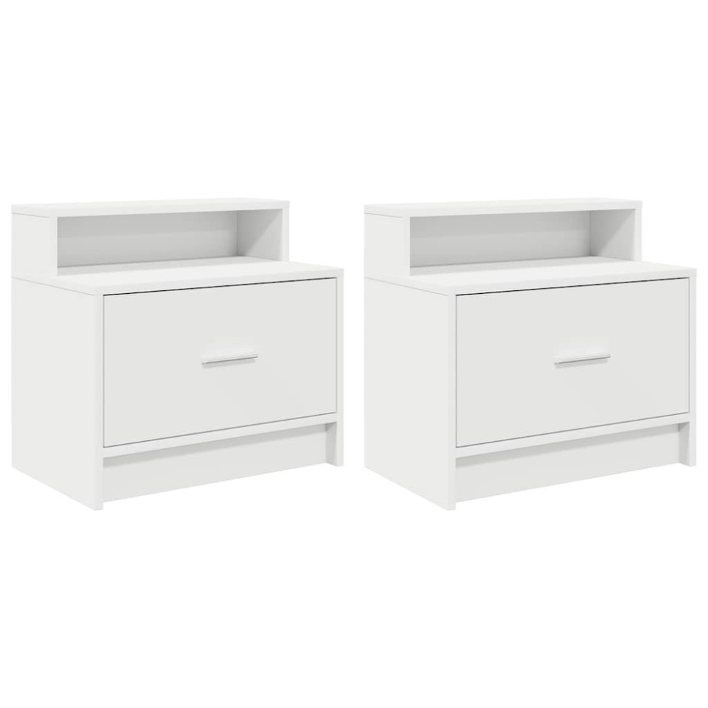 vidaXL Κομοδίνα με συρτάρι 2 τεμάχια Λευκό 51x31x47 cm