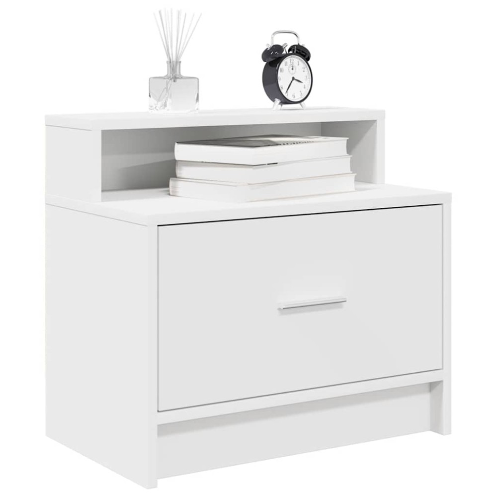 vidaXL Κομοδίνα με συρτάρι 2 τεμάχια Λευκό 51x31x47 cm