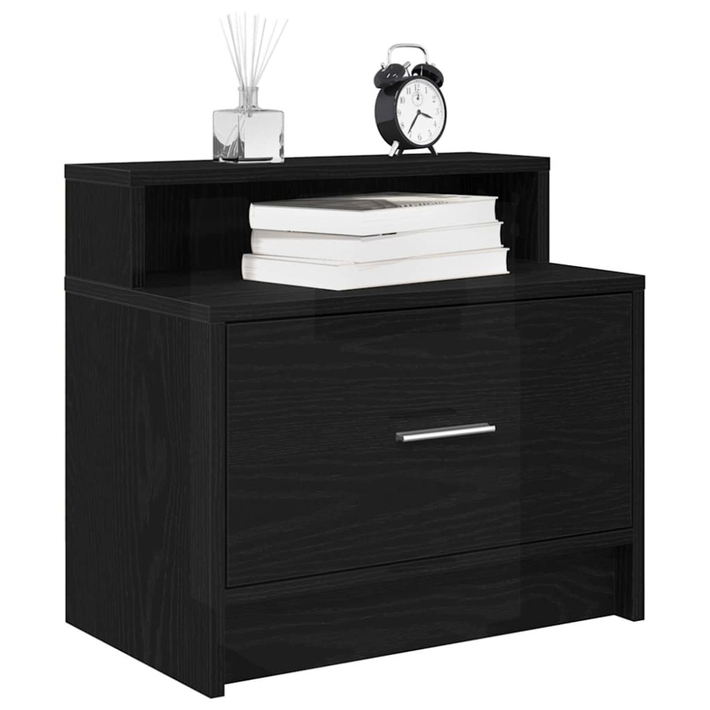 vidaXL Κομοδίνο με συρτάρι Μαύρη βελανιδιά 51x31x47 cm