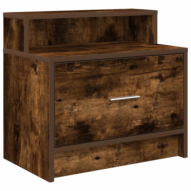 vidaXL Κομοδίνο με συρτάρι Καπνιστή Δρυς 51x31x47 εκ.