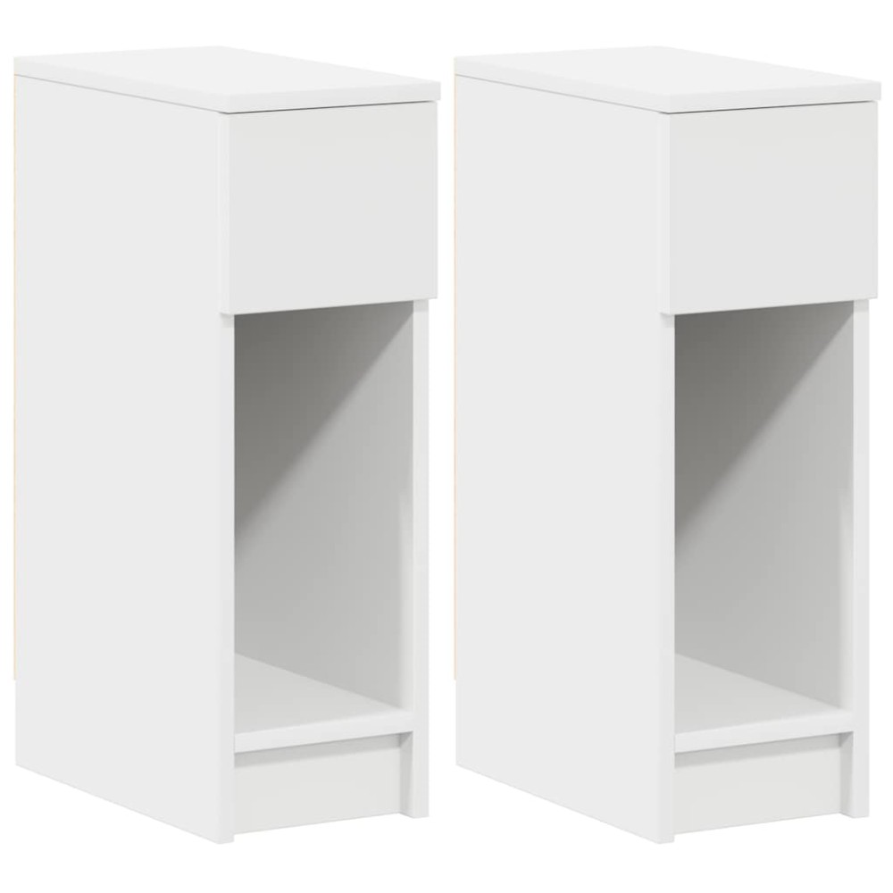 vidaXL Κομοδίνα με συρτάρι 2 τεμάχια Λευκό 20x36x60 cm