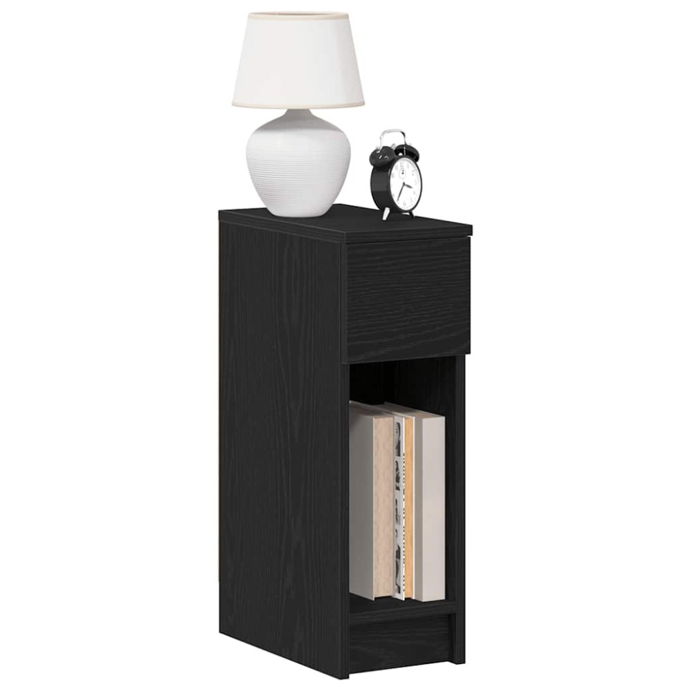 vidaXL Κομοδίνο με συρτάρι Μαύρη βελανιδιά 20x36x60 cm