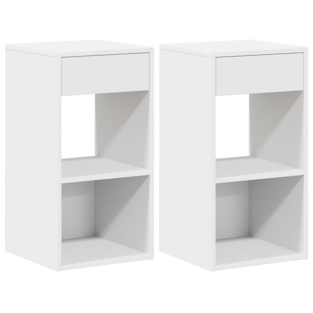 vidaXL Κομοδίνα με συρτάρι 2 τεμάχια Λευκό 35x34x66,5 cm