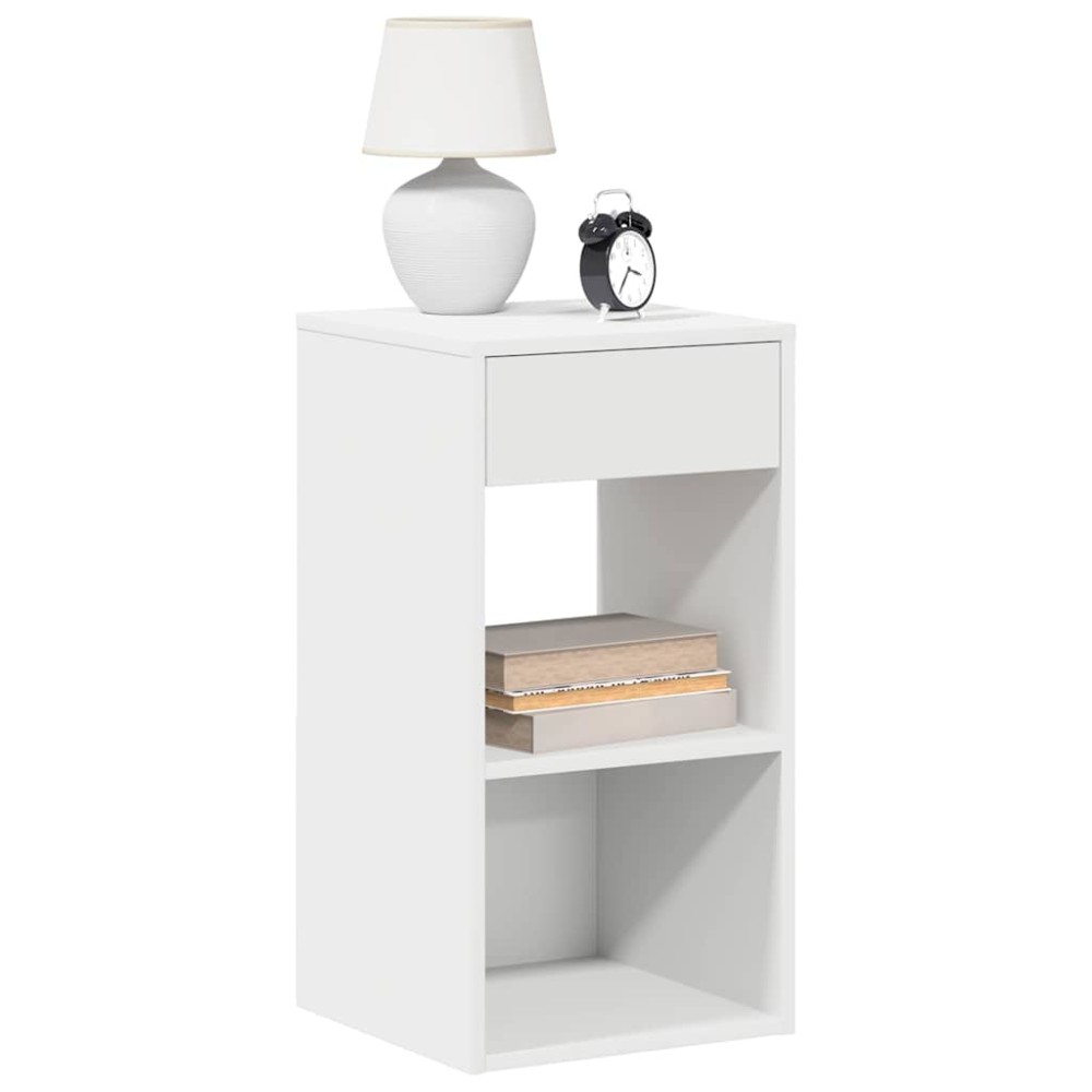 vidaXL Κομοδίνα με συρτάρι 2 τεμάχια Λευκό 35x34x66,5 cm