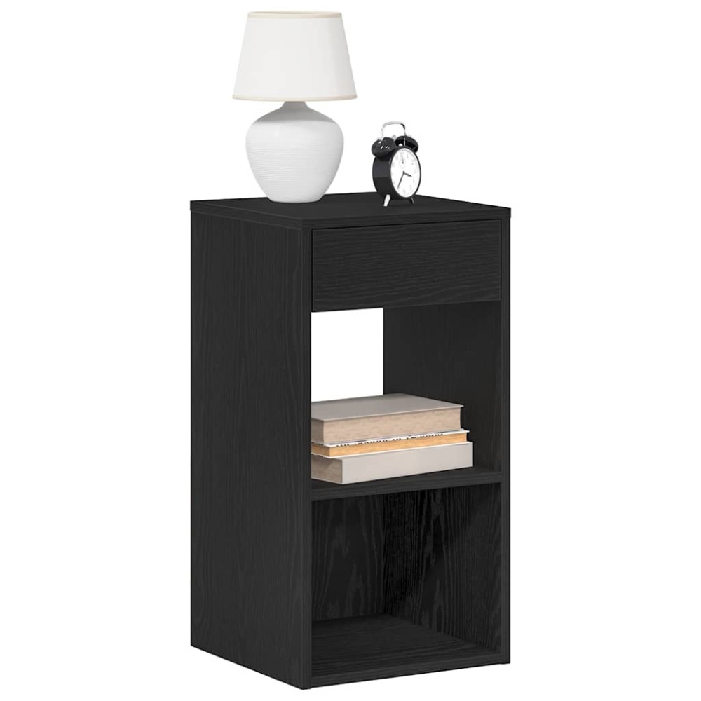 vidaXL Κομοδίνο με συρτάρι Μαύρη βελανιδιά 35x34x66,5 cm
