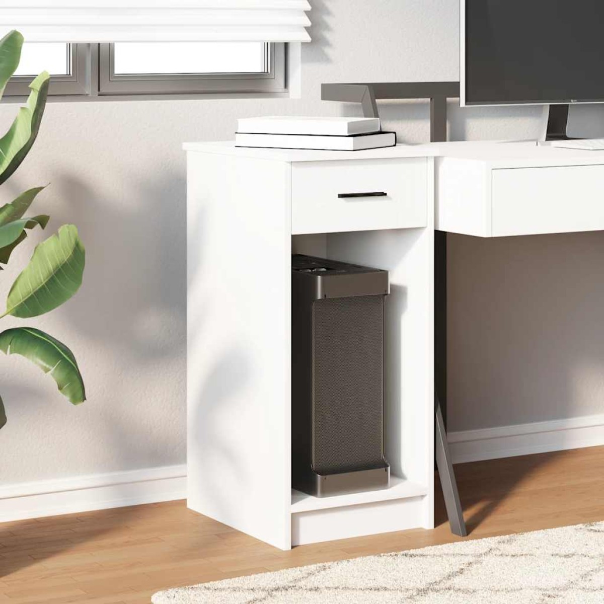 vidaXL Πύργος υπολογιστή με συρτάρι Λευκό 35x45x77 cm