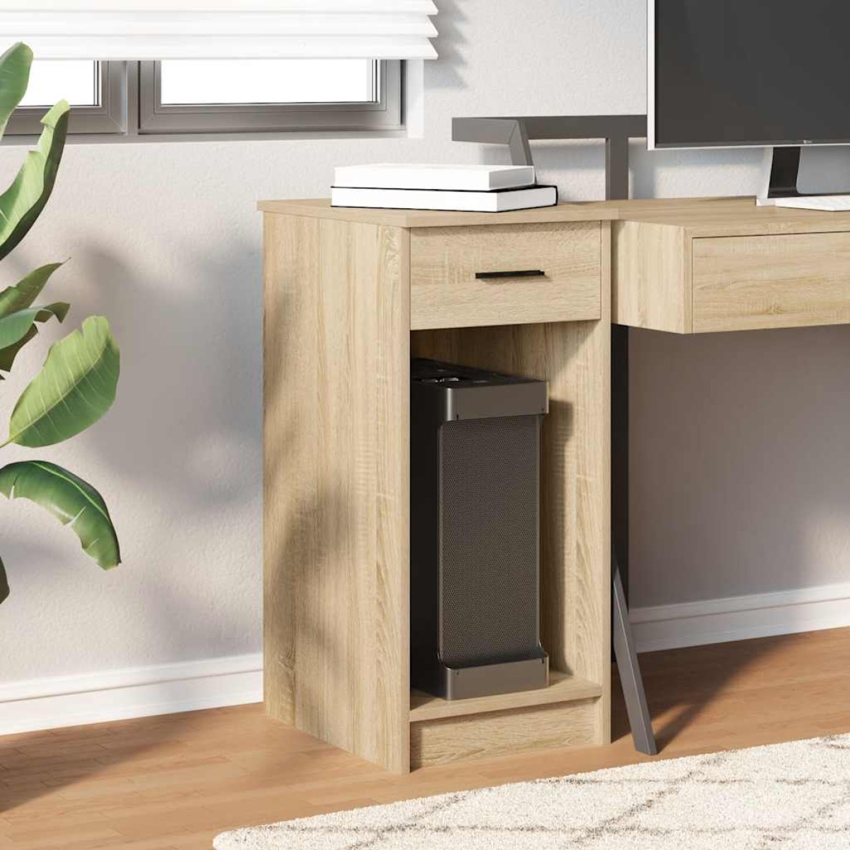 vidaXL Βάση πύργου υπολογιστή με συρτάρι Δρυς sonoma 35x45x77 cm