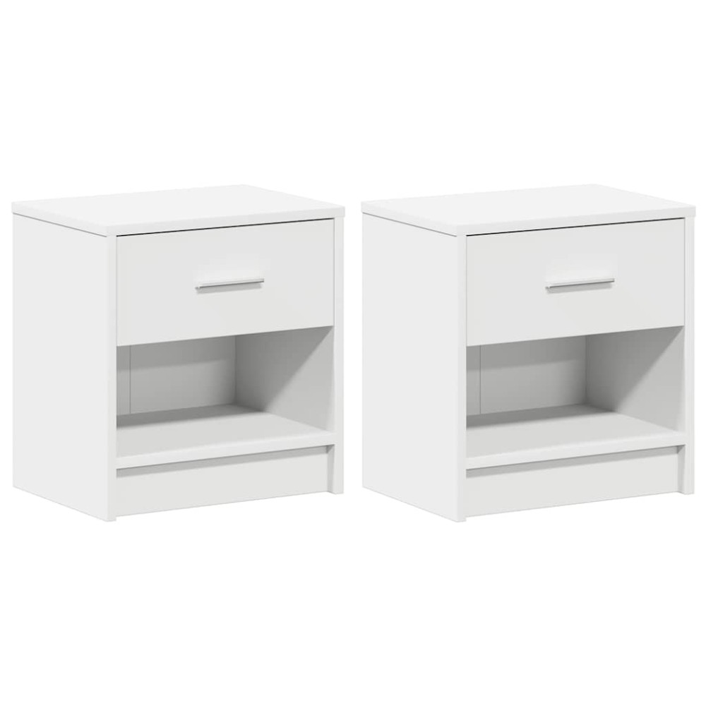vidaXL Κομοδίνα 2 τεμ. με Συρτάρι Λευκά 39x28x41 εκ.