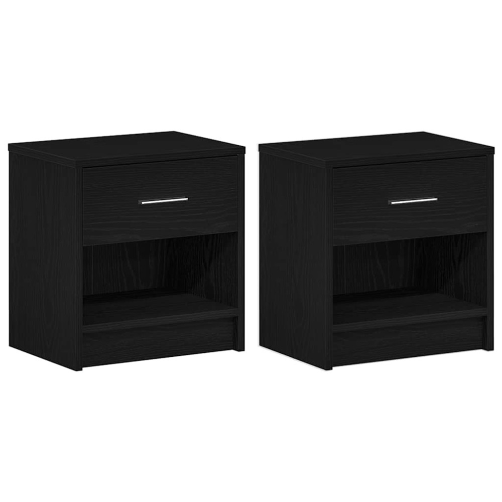 vidaXL Κομοδίνα 2 τεμ. με Συρτάρι Μαύρα 39x28x41 εκ.