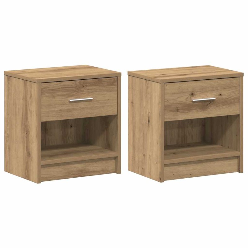 vidaXL Κομοδίνα 2 τεμ. με Συρτάρι Artisan Δρυς 39x28x41 εκ.