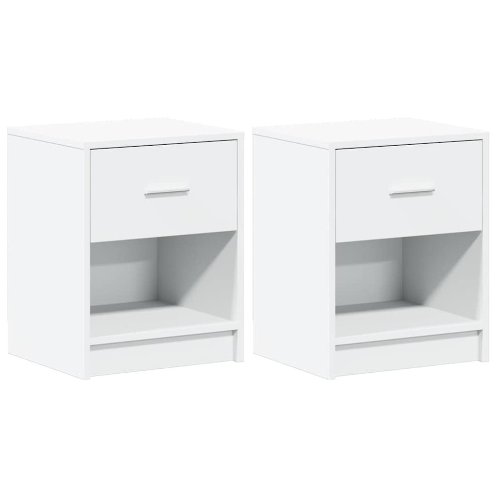 vidaXL Κομοδίνα 2 τεμ. με Συρτάρι Λευκά 40x34x50 εκ.