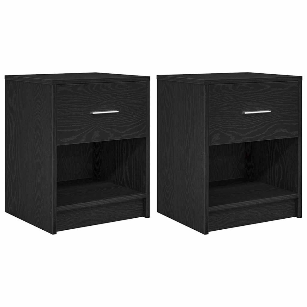 vidaXL Κομοδίνα 2 τεμ. με Συρτάρι Μαύρα 40x34x50 εκ.