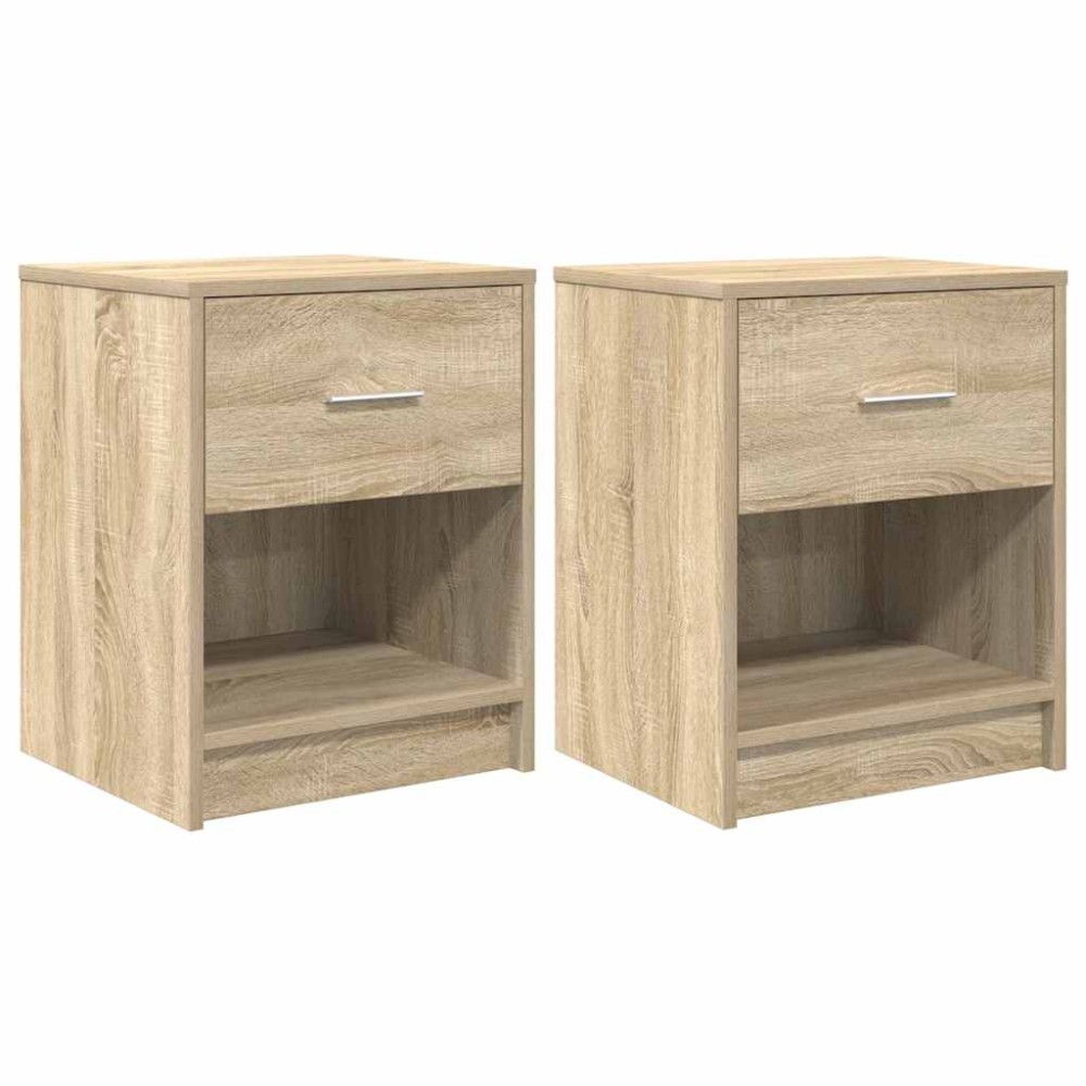 vidaXL Κομοδίνα 2 τεμ. με Συρτάρι, Χρώμα Sonoma Δρυς 40x34x50 εκ.