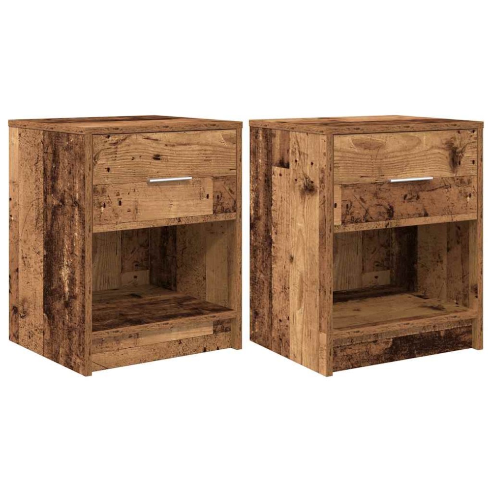 vidaXL Κομοδίνα 2 τεμ. με Συρτάρι από Παλιό Ξύλο 40x34x50 εκ.