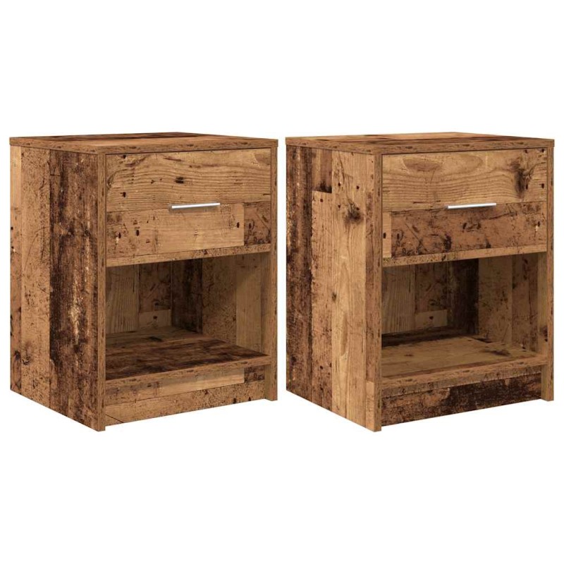 vidaXL Κομοδίνα 2 τεμ. με Συρτάρι από Παλιό Ξύλο 40x34x50 εκ.
