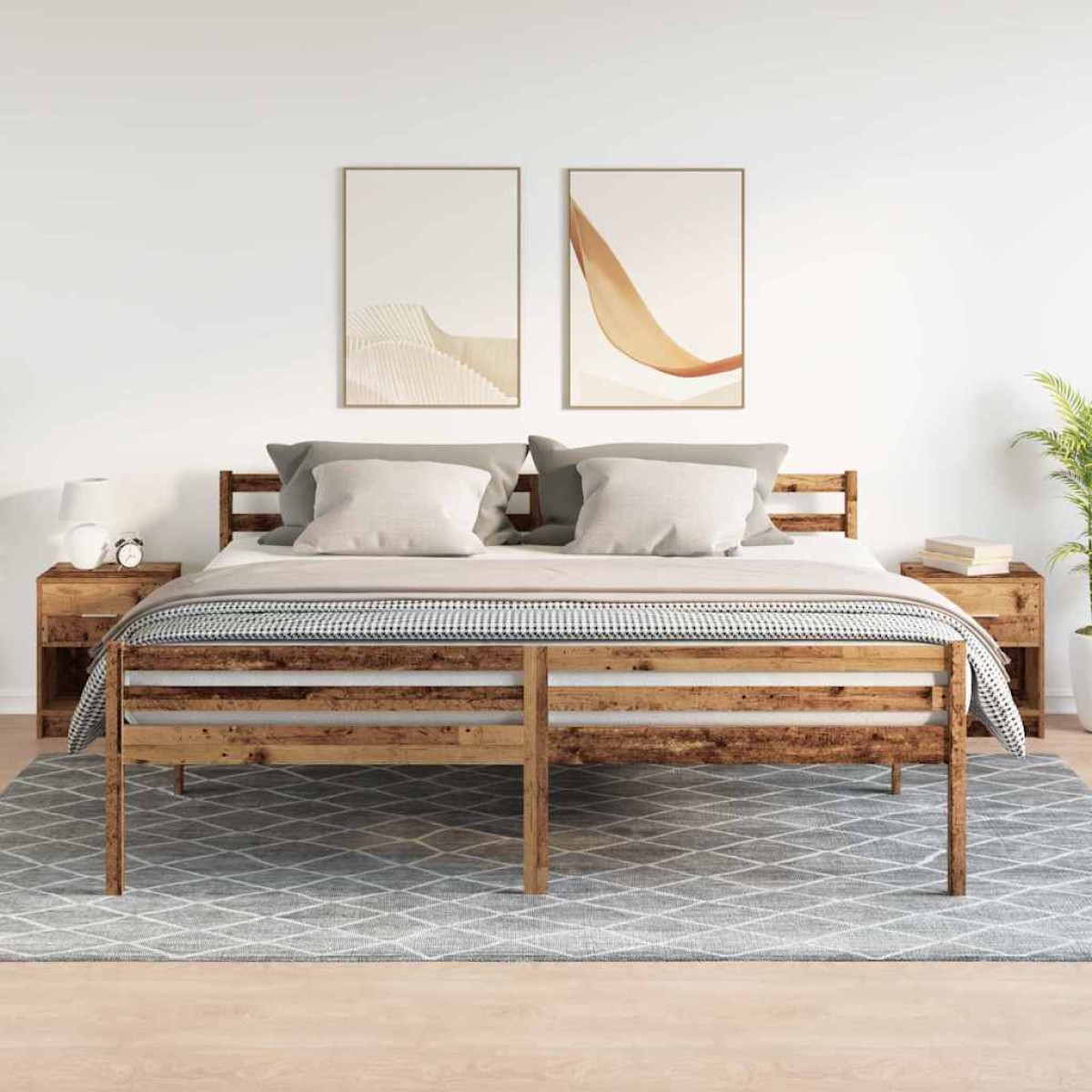 vidaXL Κομοδίνα 2 τεμ. με Συρτάρι από Παλιό Ξύλο 40x34x50 εκ.