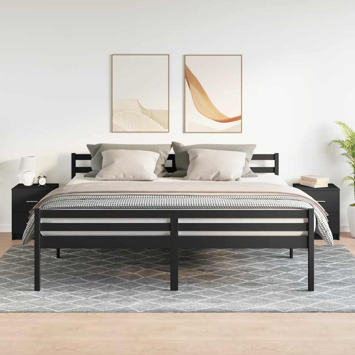 vidaXL Κομοδίνα 2 τεμ. με 2 Συρτάρια Μαύρα 40x36x50 εκ.